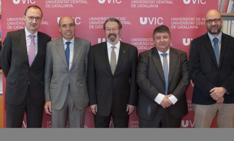Firma de Convenio de Colaboración entre UVic-UCC, Fundació TICSalut y Esteve Teijin